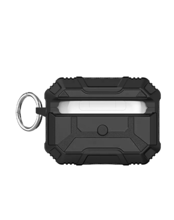 AirPods Pro (2nd Gen) Hard Plastic Transparent Case with Keychain - BLACK (Only Ground Shipping)