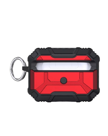 AirPods Pro (2nd Gen) Hard Plastic Transparent Case with Keychain - RED (Only Ground Shipping)