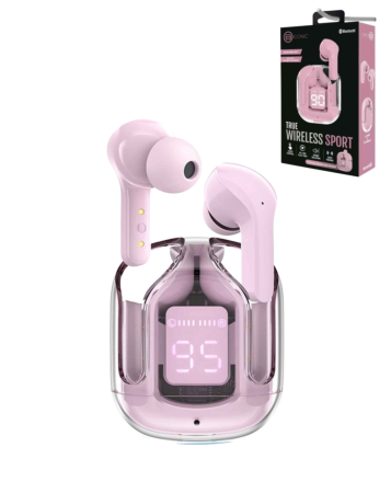 Mini Clear Sport Earbuds - ROSE PINK (Only Ground Shipping)