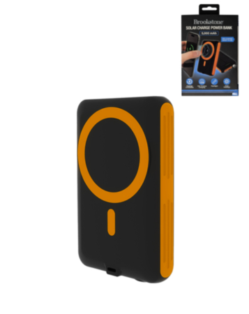 Brookstone Solar Magsafe Power Bank (ORANGE) (5000 mAh) (Only Ground Shipping)