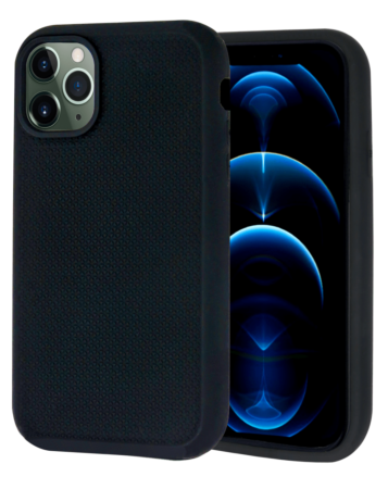 Dual Layer Serrated Case - BLACK for iPhone 12 Pro Max (Only Ground Shipping)