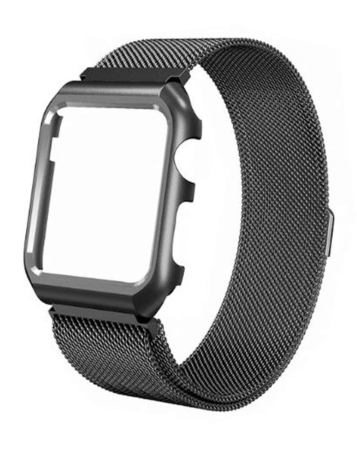 iWatch 41mm One Piece Milanese Stainless Steel Band - BLACK (Only Ground Shipping)
