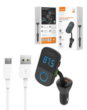 LDNIO C705Q Bluetooth 5.0 FM Transmitter Dual USB Car Charger with USB C Cable (Only Ground Shipping)