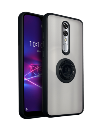 Coolpad Legacy Brisa Hard PC Rear / Soft TPU Colorful Border Case with I-ring Holder - BLACK (Only Ground Shipping)