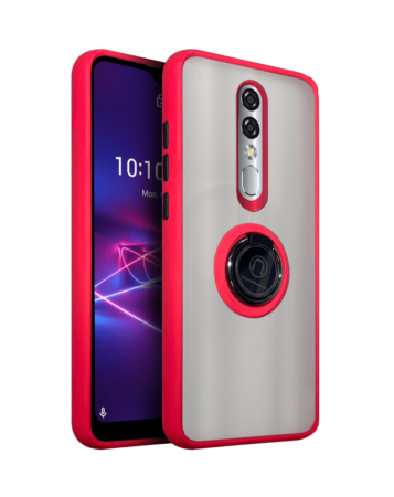 Coolpad Legacy Brisa Hard PC Rear / Soft TPU Colorful Border Case with I-ring Holder - RED (Only Ground Shipping)