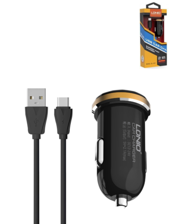 LDNIO DLC-22 2USB Car Charger with Micro USB Cable (BLACK) (3ft) (10W) (Only Ground Shipping)