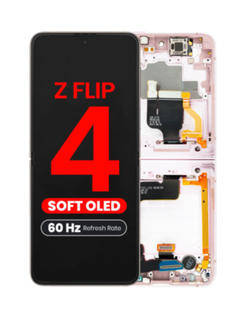 OLED Assembly with Frame for Galaxy Z Flip 4 F721 (PINK GOLD) (US & International) (Aftermarket OLED / 60HZ)