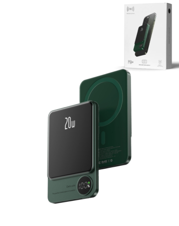 Magnetic Wireless Power Bank with LED Display (GREEN) (10000 mAh) (Only Ground Shipping)
