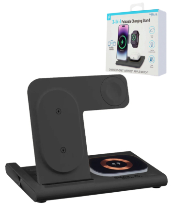 3-in-1 Wireless Charger Stand Fast Charging Station (BLACK) (Only Ground Shipping)