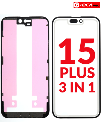 Stock up on the 3-in-1 (front glass, frame, and OCA) for iPhone 15 Plus — G+ OCA Pro.