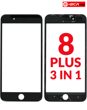3in1 (Front Glass + Frame + OCA) (2 Pack) (BLACK) for iPhone 8 Plus (G+ Oca Pro)
