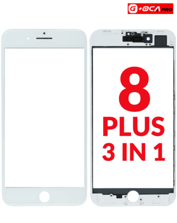 3in1 (Front Glass + Frame + OCA) (2 Pack) (WHITE) for iPhone 8 Plus (G+ Oca Pro)