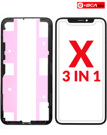 Grab the wholesale deals on the 3-in-1 set for iPhone X, which includes Front Glass, Frame, and OCA, G+ Oca Pro.
