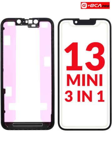 Buy the Premium 3-in-1 Front Glass, Frame, and OCA for iPhone 13 Mini G Plus OCA Pro.

