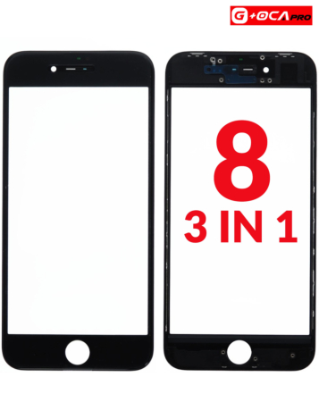 3in1 (Front Glass + Frame + OCA) (Premium) (2 Pack) (BLACK) for iPhone 8 (G+ Oca Pro)