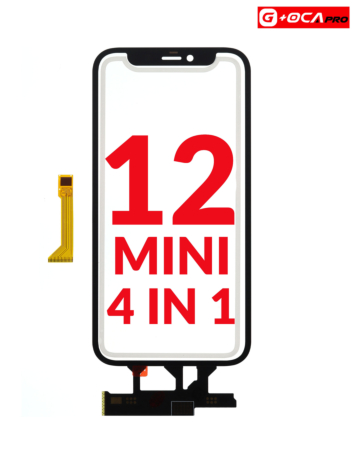 Purchase the 4-in-1 set for iPhone 12 Mini, which includes front glass, frame, short touch, and OCA — No IC — G+ Oca Pro.
