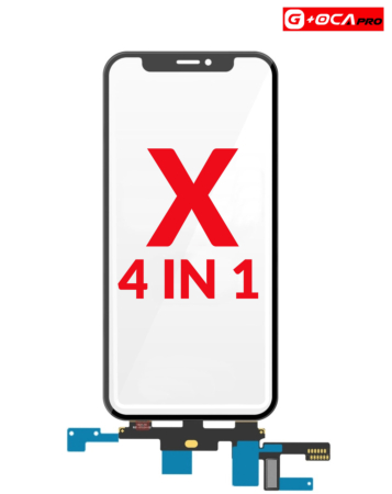 Shop the 4-in-1 set for iPhone X, which includes Front Glass, Frame, Short Touch, and OCA – G+ Oca Pro.
