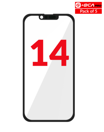 Purchase the iPhone 14 pack of 5 front glass with OCA featuring G+ OCA Pro.