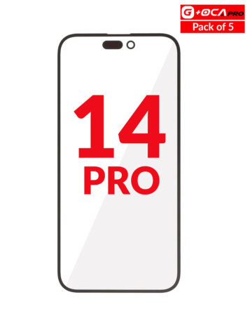 Purchase the pack of 5 front glass with OCA for iPhone 14 Pro, G+ OCA Pro version.
