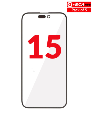 Shop the front glass with OCA pack of 5 for iPhone 15, G Plus OCA Pro.
