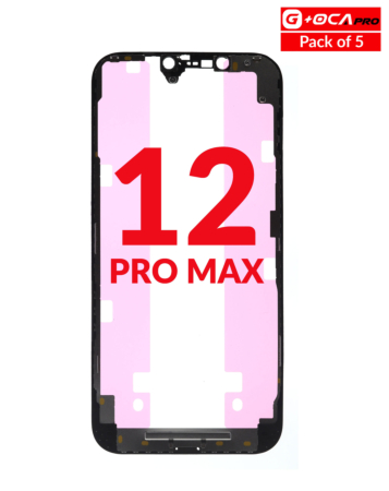 Stock up on the metal frame, pack of 5, for iPhone 12 Pro Max, G Plus OCA Pro.






