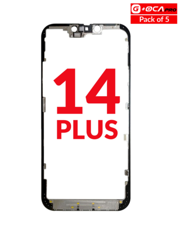 Order the metal frame for the iPhone 14 Plus — pack of 5, G+ OCA Pro.
