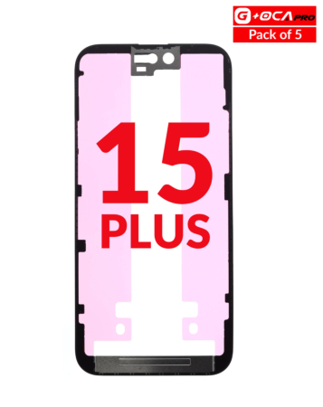 Order the metal frame pack of 5 for iPhone 15 Plus — G+ OCA Pro.