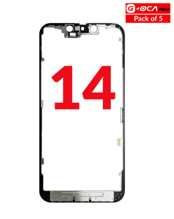 Stock up on the pack of 5 premium metal frames for iPhone 14 G+ OCA Pro.