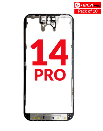 Shop the pack of 10 G+OCA Pro metal frames for iPhone 14 Pro.

