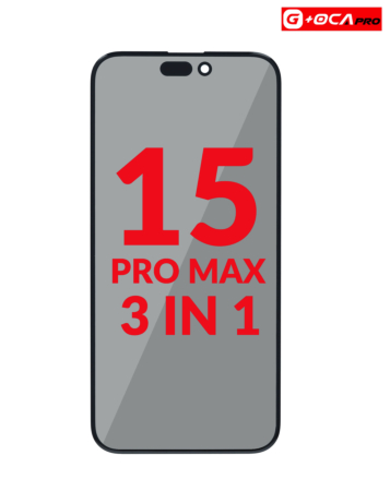 Grab the wholesale deals on the 3-in-1 Front Glass, Polarizer Film, and OCA for iPhone 15 Pro Max.