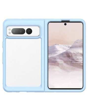 Google Pixel Fold Hybrid Bumper Transparent Case - BLUE (Only Ground Shipping)