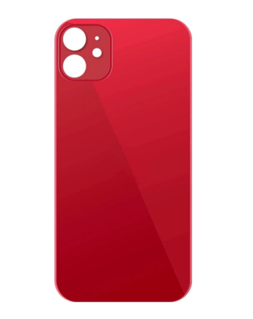 Stock up on the Back Glass with a bigger camera hole for iPhone 11, no logo, in red.