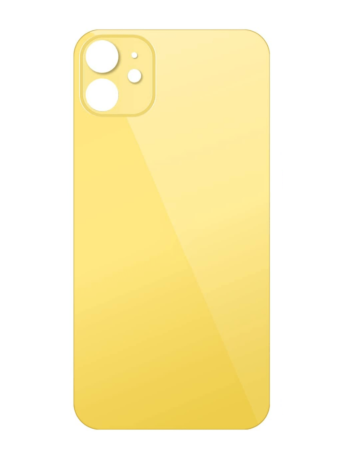 Shop the Back Glass with a bigger camera hole for iPhone 11, no logo, in yellow.