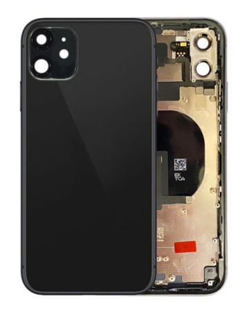 Purchase the Back Housing Frame with small components pre-installed for iPhone 11, no logo, in black.
