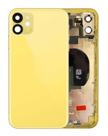 Order the Back Housing Frame with small components pre-installed for iPhone 11, no logo, in yellow.