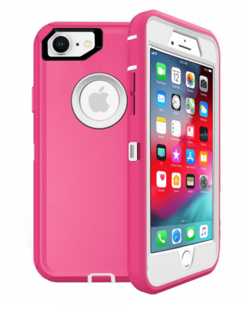 Heavy Duty Case for iPhone 7 / 8 (HOT PINK & WHITE) (Only Ground Shipping)