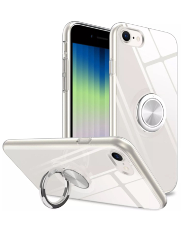 Hard PC Rear / Soft TPU Colorful Border Case with I-ring Holder - CLEAR for iPhone 7G / 8G / SE 2020 (Only Ground Shipping)