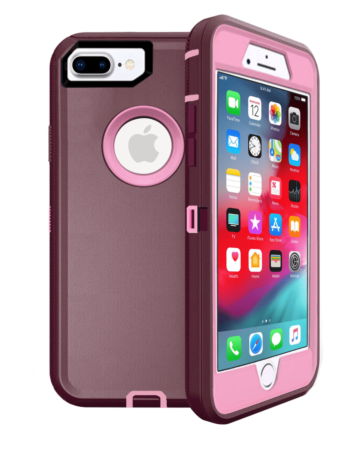 Heavy Duty Case for iPhone 8P / 7P (MAROON & PINK) (Only Ground Shipping)