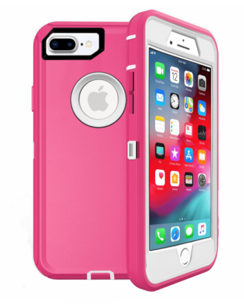 Heavy Duty Case for iPhone 8P / 7P (HOT PINK & WHITE) (Only Ground Shipping)