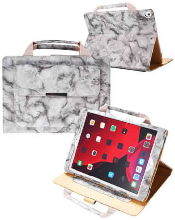 Smart Work Bag Style Case - MARBLE BLACK for iPad 5 (2017) / iPad 6 (2018) / Air 1 / Air 2 / Pro 9.7 (Only Ground Shipping)