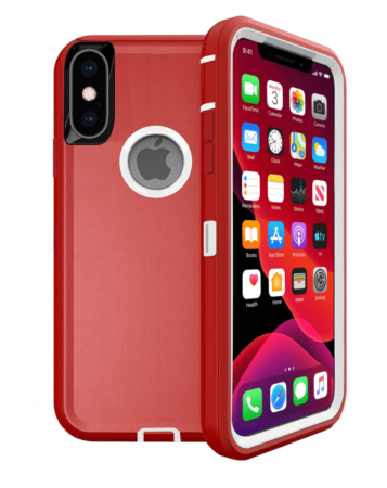 Heavy Duty Case for iPhone X / XS (RED & WHITE) (Only Ground Shipping)