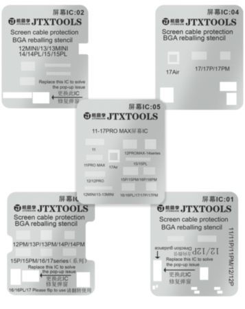 Fixst & JITONGXUE LCD Screen IC Flex Cable Protection Stencil Set for iPhone 11 to 17 Pro Max