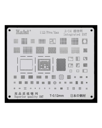 Shop the Kaisi A14 2D BGA Reballing Stencil CPU IC Chip Soldering Net for iPhone 12 Mini 12P 12 12PM A14 Not Returnable.






