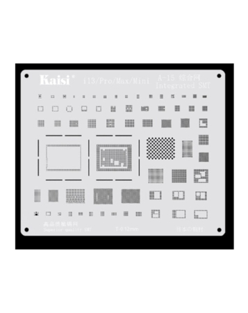 Purchase the Kaisi A15 2D BGA Reballing Stencil CPU IC Chip Soldering Net for iPhone 13 Mini 13 13P 13PM Series A15 Not Returnable.
