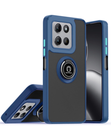 Hard PC Rear / Soft TPU Colorful Border Case with I-ring Holder - BLUE for Moto G Power 5G (2025 / 2026) / G Play 5G (2025) (Only Ground Shipping)
