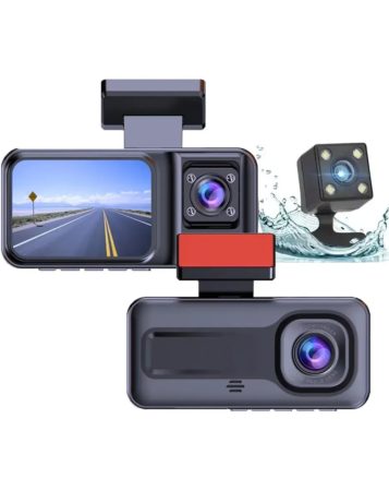 Night Vision Full HD Dash Cam with (1540 mAh) Battery (1280*720P / 30FPS) (Front / In-Cabin / Tail Camera) (Only Ground Shipping)