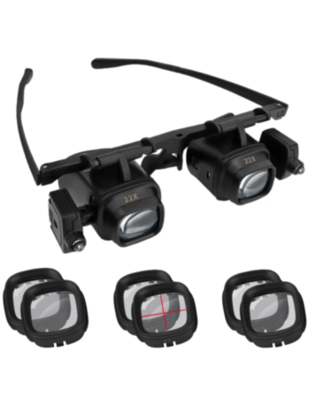 Head Mount Repair Magnifier Interchangeable 2X to 24X Lenses with 2 LED Lights (Only Ground Shipping)
