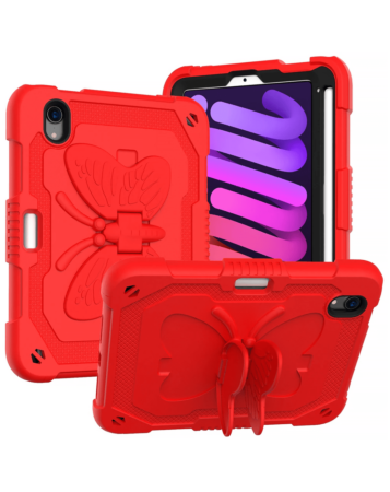 Protective Butterfly Stand Desing Case - RED for iPad Mini 6 / 7 (A17 Pro) (Only Ground Shipping)