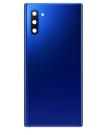 Buy the Back Glass with Camera Lens and Adhesive for Galaxy Note 10 in Aura Blue, no logo.