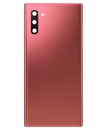Shop the Back Glass with Camera Lens and Adhesive for Galaxy Note 10 in Aura Pink, no logo.